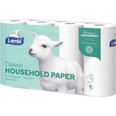 Køkkenrulle Lambi 2 lag hvid 20 rl