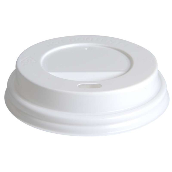 Drikkelåg, hvid, til kaffebæger, Ø8cm, hvid, CPLA