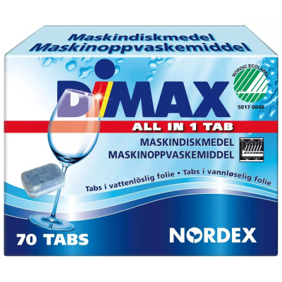 Opvasketabs Dimax All-in-one i selvopløselig foli 70 stk